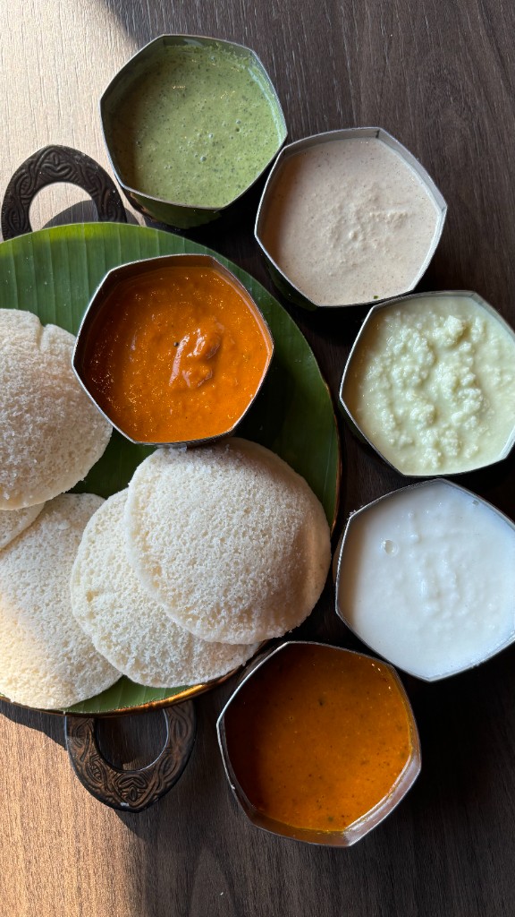 Idli with chutneys