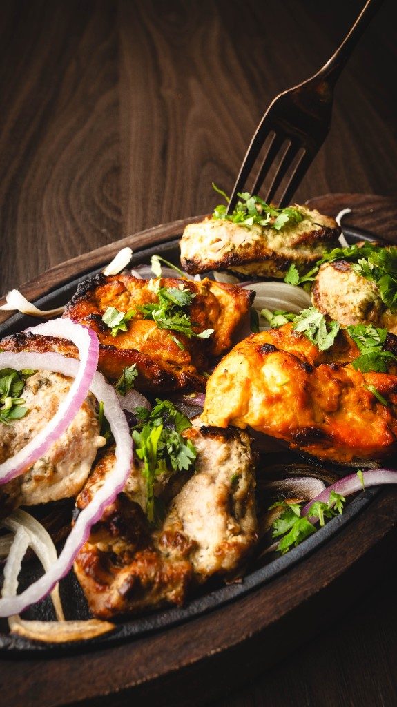 Grilled kebabs from the live tandoor